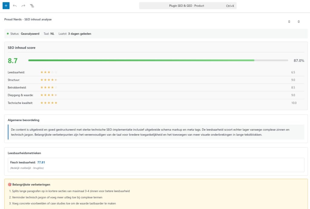 Basis SEO analyse informatie