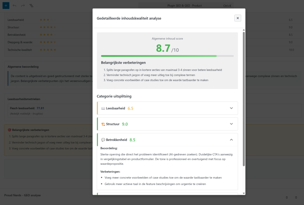 Gedetailleerde SEO analyse